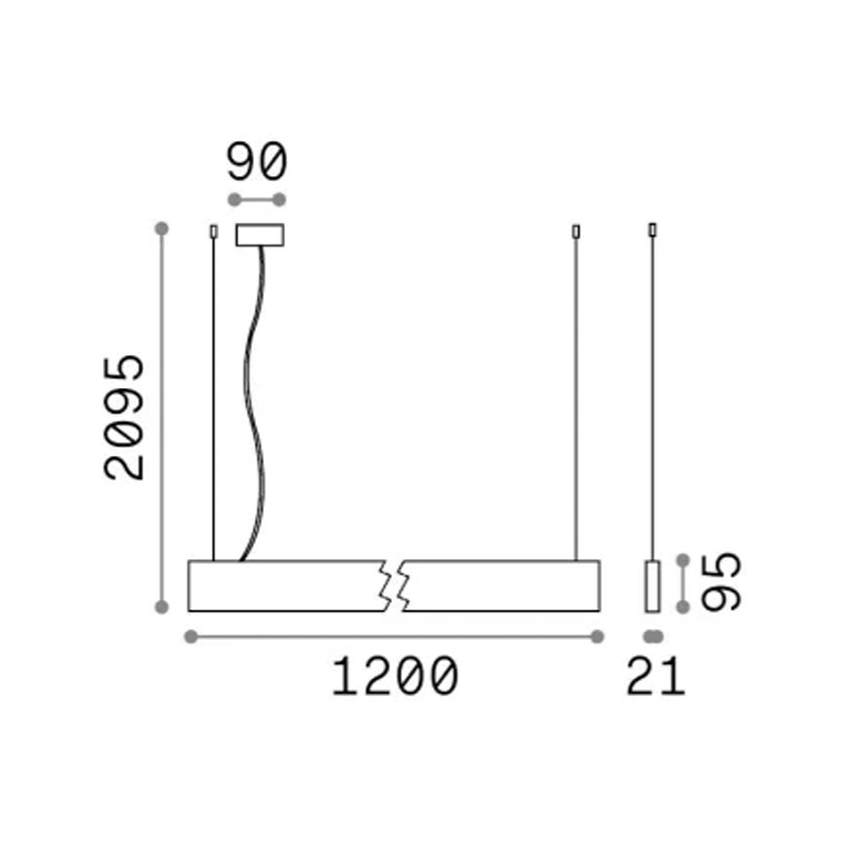 Ideal Lux - LED lestenec na jekleni vrvici STEEL LED/29W/230V 3000K CRI 90 120 cm črna