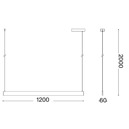 Ideal Lux - LED lestenec na kablu DESK WIDE LED/36W/230V CRI 90 120 cm črna
