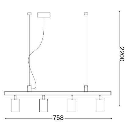 Ideal Lux - LED lestenec na kablu DYNAMITE 4xGU10/7W/230V CRI 90 medenina
