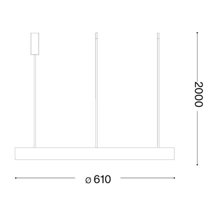 Ideal Lux - LED lestenec na kablu GEMINI LED/47W/230V 2700K, premer 61 cm, CRI 90, črna