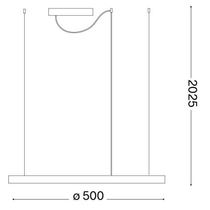 Ideal Lux - LED lestenec na kablu ORACLE SLIM, LED 29W/230V, 4000K, CRI 90, premer 50 cm, črna