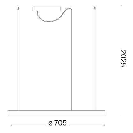 Ideal Lux - LED lestenec na kablu ORACLE SLIM LED/37W/230V 4000K CRI 90, premer 70 cm, zlata