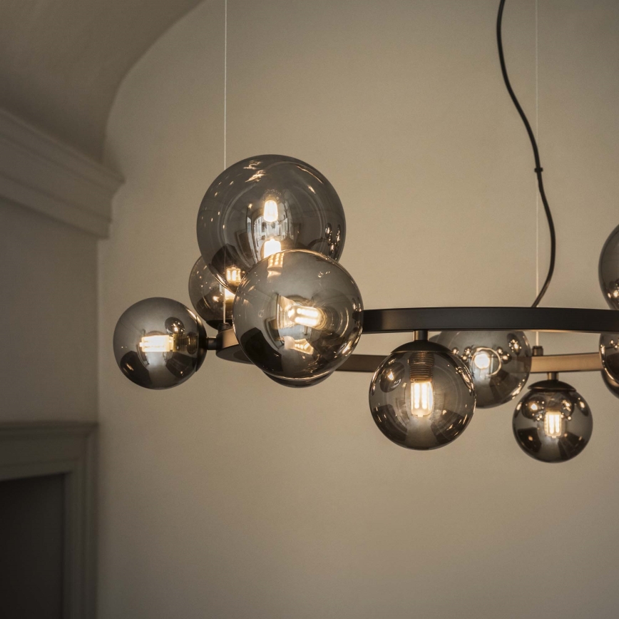 Ideal Lux - LED lestenec na kablu PERLAGE 25xG9/3W/230V 110 cm črna/dimljena črna