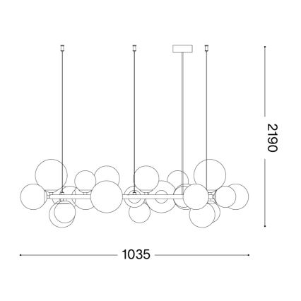 Ideal Lux - LED lestenec na kablu PERLAGE 25xG9/3W/230V 110 cm črna/dimljena črna
