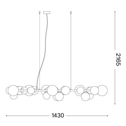 Ideal Lux - LED lestenec na kablu PERLAGE 30xG9/3W/230V 143 cm zlatna/dimno bež