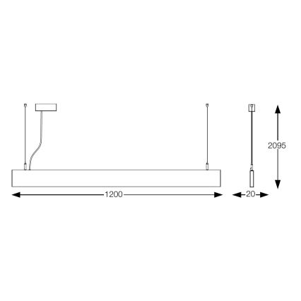 Ideal Lux - LED lestenec na kablu STEEL LED/29W/230V 3000K CRI 90 120 cm črna