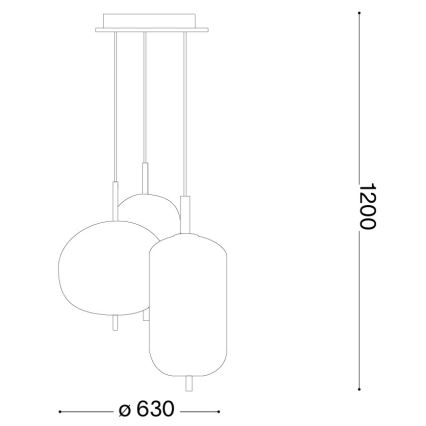 Ideal Lux - LED lestenec na kablu UMILE LED/55W/230V premer 63 cm CRI 90 medenina/bela