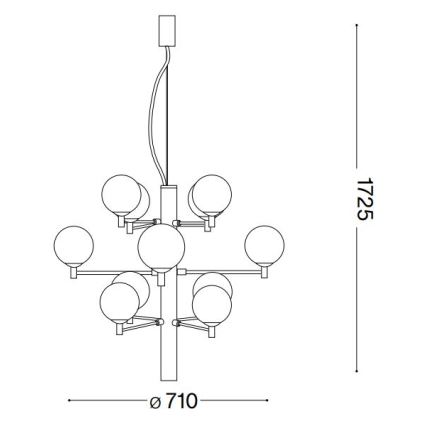 Ideal Lux - LED Lestenec na vrvici COPERNICO 12xG9/3W/230V pr. 71 cm črna