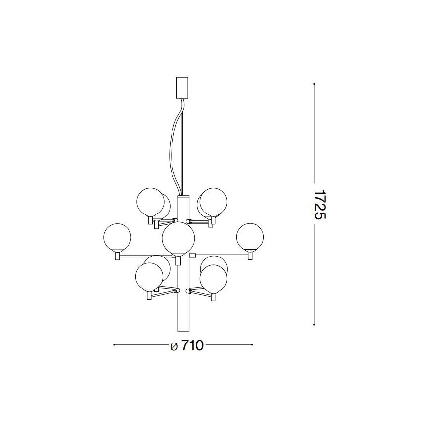 Ideal Lux - LED Lestenec na vrvici COPERNICO 12xG9/3W/230V pr. 71 cm črna