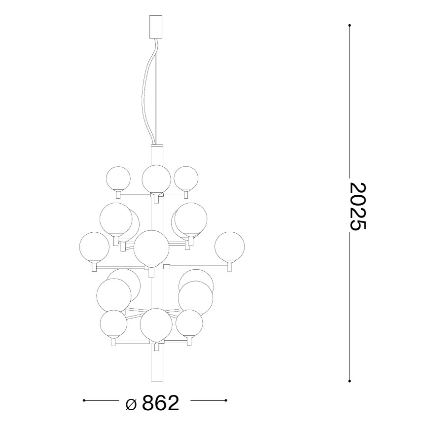 Ideal Lux - LED Lestenec na vrvici COPERNICO 20xG9/3W/230V pr. 86 cm črna