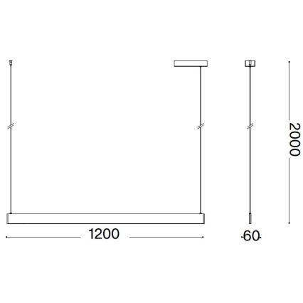 Ideal Lux - LED Lestenec na vrvici DESK LED/36W/230V 120 cm CRI 90 bela