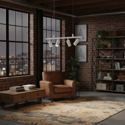 Ideal Lux - LED Lestenec na vrvici DYNAMITE 4xGU10/7W/230V CRI 90 bela