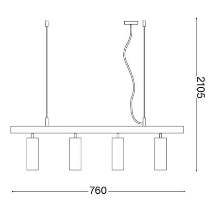 Ideal Lux - LED Lestenec na vrvici DYNAMITE 4xGU10/7W/230V CRI 90 črna