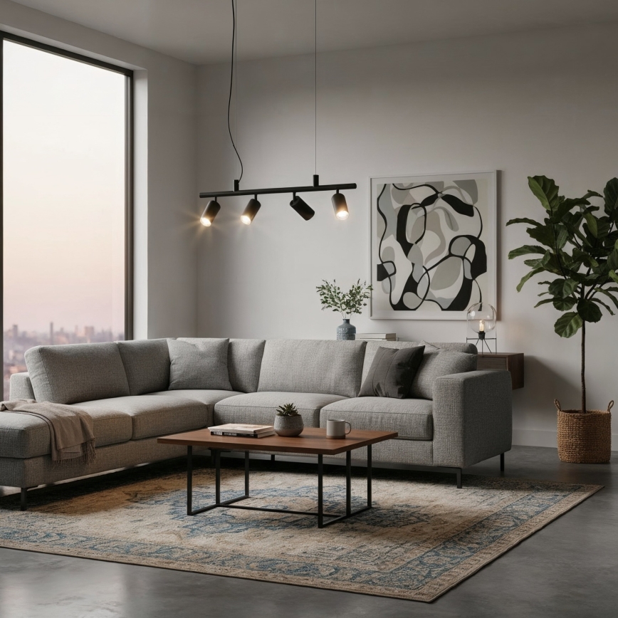 Ideal Lux - LED Lestenec na vrvici DYNAMITE 4xGU10/7W/230V CRI 90 črna