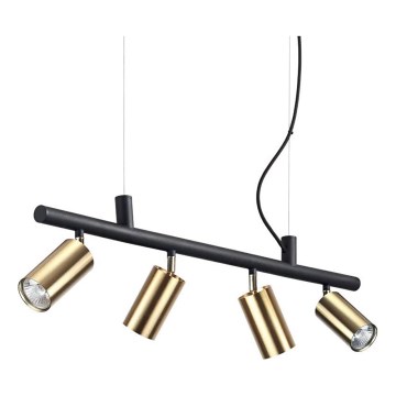 Ideal Lux - LED Lestenec na vrvici DYNAMITE 4xGU10/7W/230V CRI 90 črna/medenina