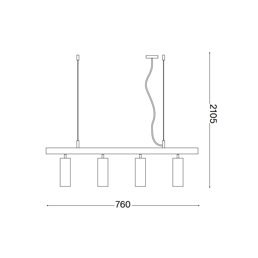 Ideal Lux - LED Lestenec na vrvici DYNAMITE 4xGU10/7W/230V CRI 90 črna/medenina