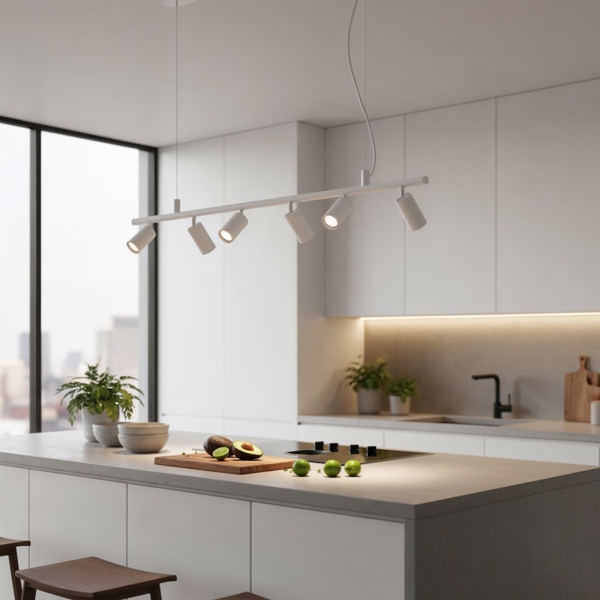 Ideal Lux - LED Lestenec na vrvici DYNAMITE 6xGU10/7W/230V CRI 90 bela