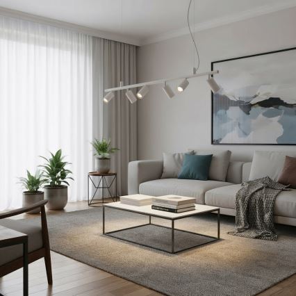 Ideal Lux - LED Lestenec na vrvici DYNAMITE 6xGU10/7W/230V CRI 90 bela