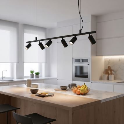 Ideal Lux - LED Lestenec na vrvici DYNAMITE 6xGU10/7W/230V CRI 90 črna