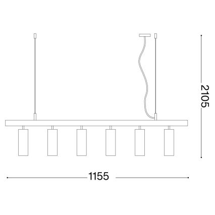 Ideal Lux - LED Lestenec na vrvici DYNAMITE 6xGU10/7W/230V CRI 90 črna