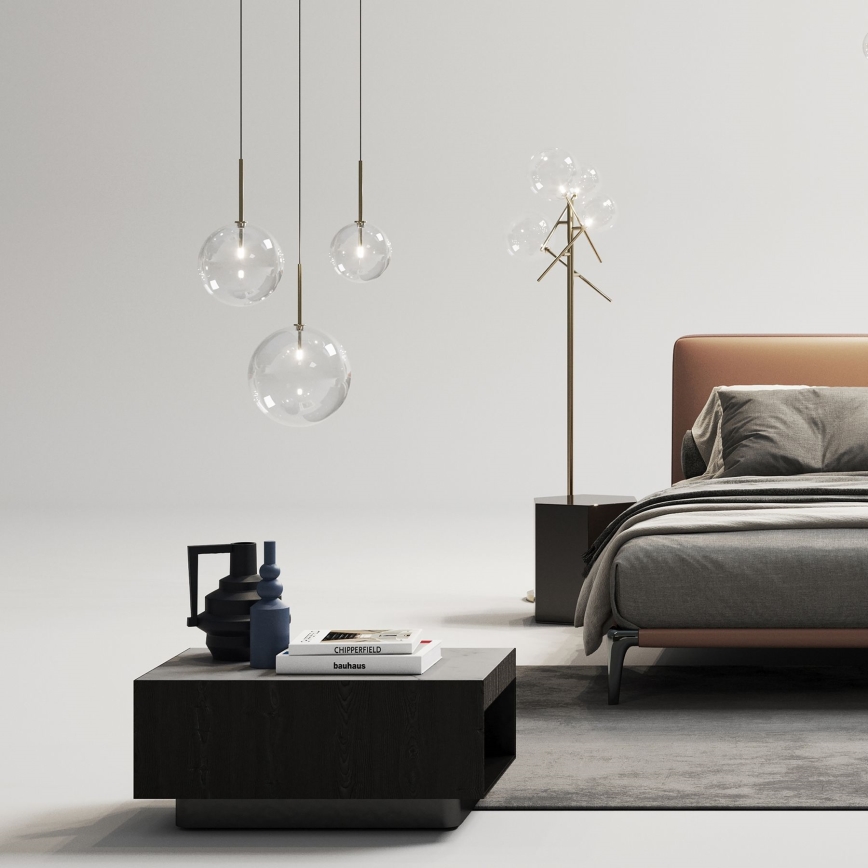 Ideal Lux - LED Lestenec na vrvici EQUINOXE 1xG4/2W/230V pr. 15 cm medenina/prozorna