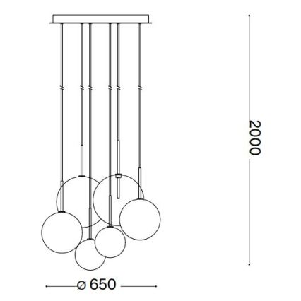 Ideal Lux - LED Lestenec na vrvici EQUINOXE 6xG4/2W/230V pr. 65 cm sijajni krom/dimna