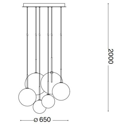 Ideal Lux - LED Lestenec na vrvici EQUINOXE 6xG4/2W/230V pr. 65 cm medenina/dimna