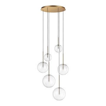Ideal Lux - LED Lestenec na vrvici EQUINOXE 6xG4/2W/230V pr. 65 cm medenina/prozorna