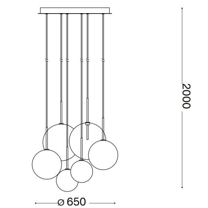 Ideal Lux - LED Lestenec na vrvici EQUINOXE 6xG4/2W/230V pr. 65 cm medenina/prozorna