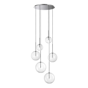 Ideal Lux - LED Lestenec na vrvici EQUINOXE 6xG4/2W/230V pr. 65 cm sijajni krom/prozorna