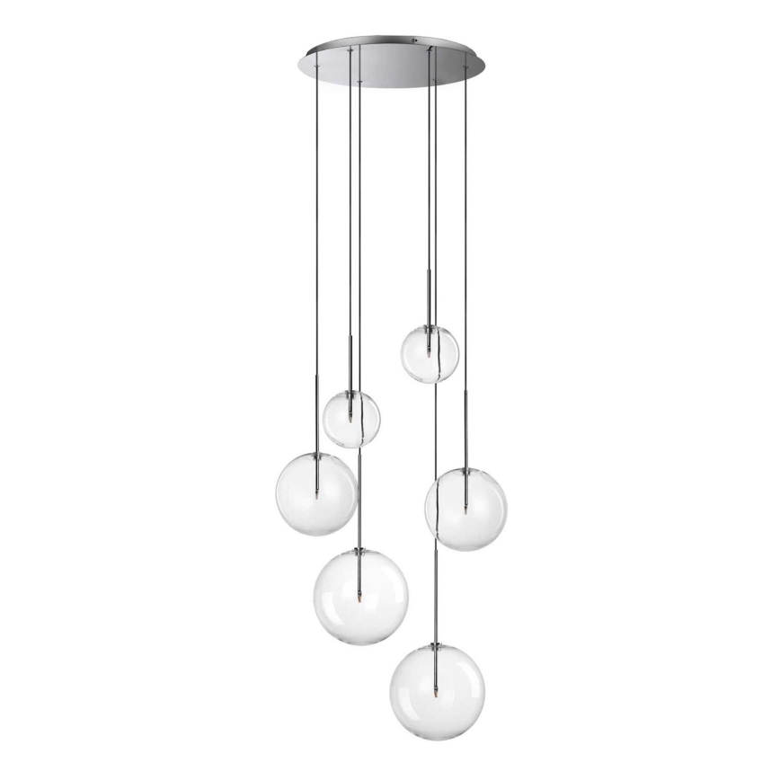 Ideal Lux - LED Lestenec na vrvici EQUINOXE 6xG4/2W/230V pr. 65 cm sijajni krom/prozorna