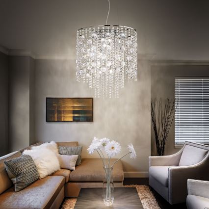 Ideal Lux - LED Kristalni lestenec na vrvici EVASIONE 8xG9/3W/230V pr. 41 cm sijajni krom