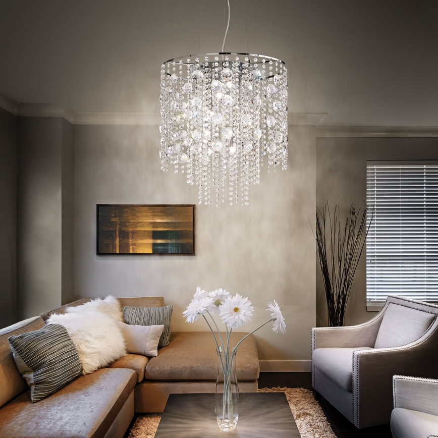Ideal Lux - LED Kristalni lestenec na vrvici EVASIONE 8xG9/3W/230V pr. 41 cm sijajni krom