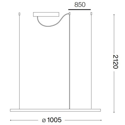 Ideal Lux - LED Lestenec na vrvici HULAHOOP LED/46W/230V 3000K pr. 100 cm CRI 90 bela