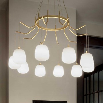 Ideal Lux - LED Lestenec na vrvici KAROUSEL 10xG9/3W/230V pr. 82,5 cm medenina