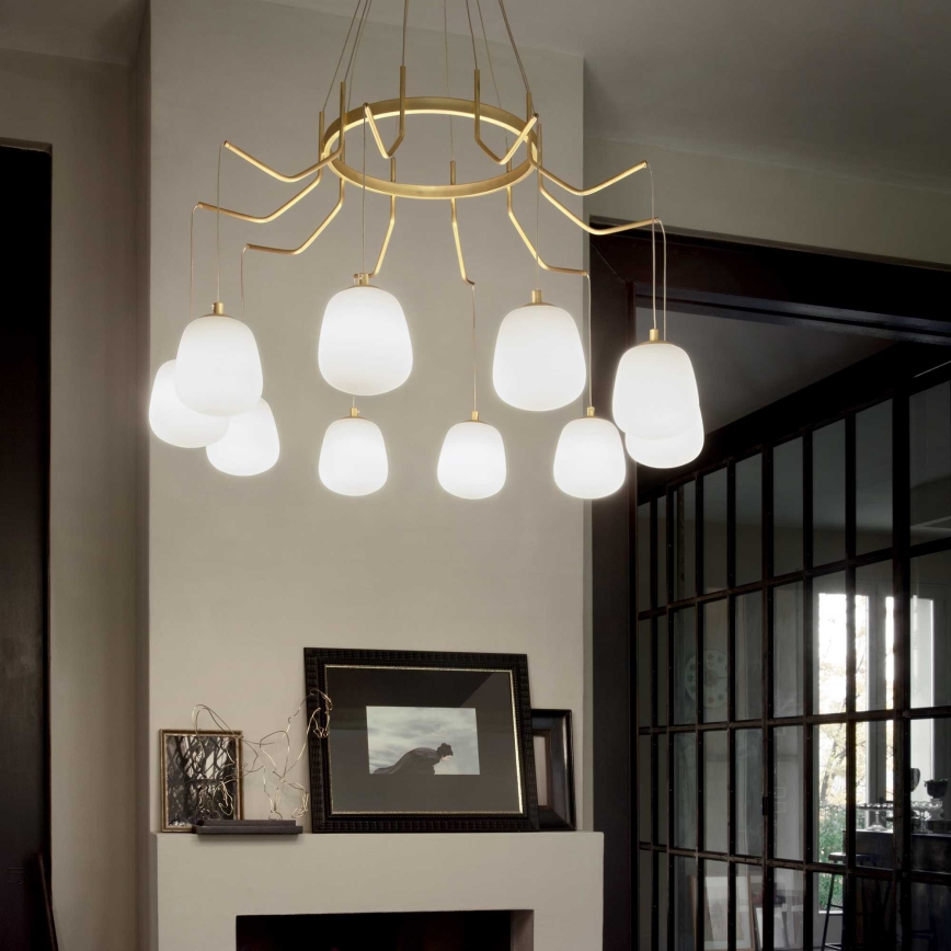 Ideal Lux - LED Lestenec na vrvici KAROUSEL 10xG9/3W/230V pr. 82,5 cm medenina