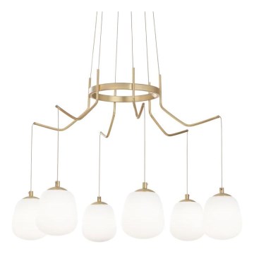 Ideal Lux - LED Lestenec na vrvici KAROUSEL 6xG9/3W/230V pr. 72 cm medenina