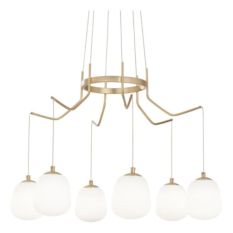 Ideal Lux - LED Lestenec na vrvici KAROUSEL 6xG9/3W/230V pr. 72 cm medenina