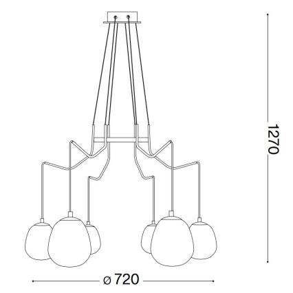 Ideal Lux - LED Lestenec na vrvici KAROUSEL 6xG9/3W/230V pr. 72 cm medenina