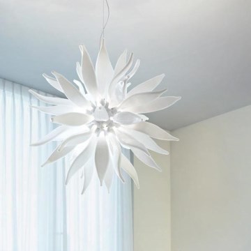 Ideal Lux - LED Lestenec na vrvici LEAVES 12xG9/3W/230V pr. 80 cm bela