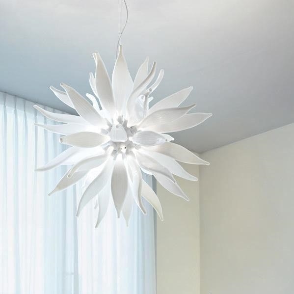 Ideal Lux - LED Lestenec na vrvici LEAVES 12xG9/3W/230V pr. 80 cm bela