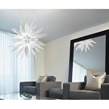 Ideal Lux - LED Lestenec na vrvici LEAVES 12xG9/3W/230V pr. 80 cm bela
