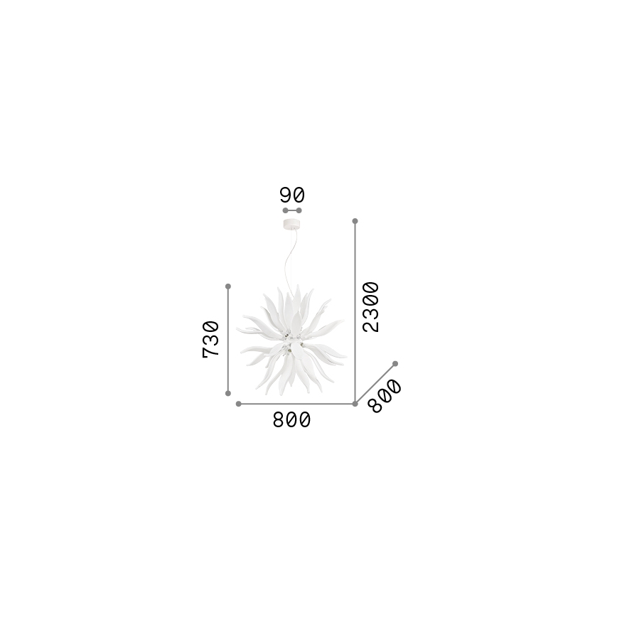 Ideal Lux - LED Lestenec na vrvici LEAVES 12xG9/3W/230V pr. 80 cm bela