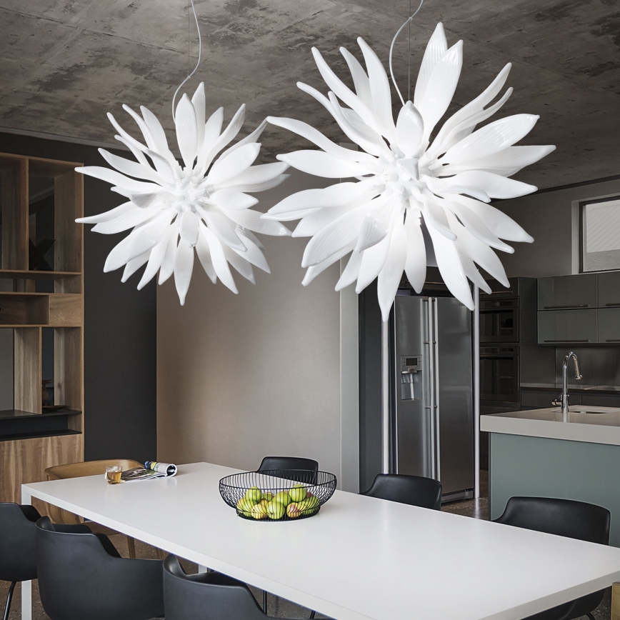 Ideal Lux - LED Lestenec na vrvici LEAVES 8xG9/3W/230V pr. 63 cm bela