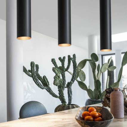 Ideal Lux - LED lestenec na vrvici LOOK 1xGU10/7W/230V CRI 90 Ø 6 cm črna