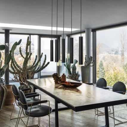 Ideal Lux - LED lestenec na vrvici LOOK 1xGU10/7W/230V CRI 90 Ø 6 cm črna