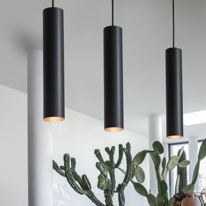 Ideal Lux - LED lestenec na vrvici LOOK 1xGU10/7W/230V CRI 90 Ø 6 cm črna