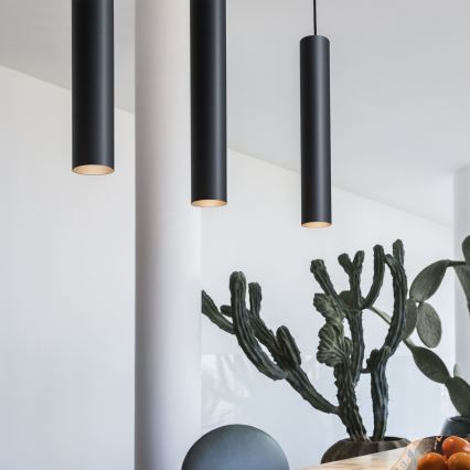 Ideal Lux - LED lestenec na vrvici LOOK 1xGU10/7W/230V CRI 90 Ø 6 cm črna