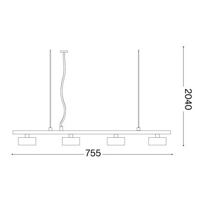 Ideal Lux - LED Lestenec na vrvici MINOR 4xGX53/9W/230V 75,5 cm črna