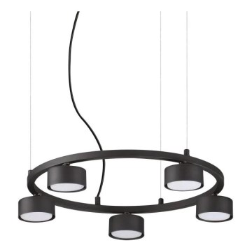 Ideal Lux - LED Lestenec na vrvici MINOR 5xGX53/9W/230V pr. 50 cm črna